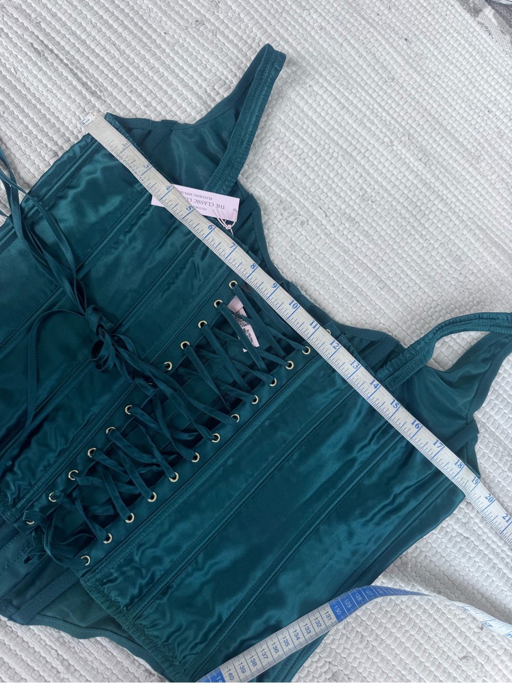 Victoria’s Secret Classic Silk Corset Ivy Green Bustier Top XL NWT - Picture 9 of 13